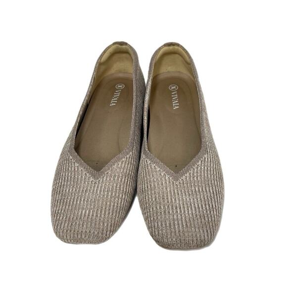 Vivaia Margot 2.0 Square-Toe V-Cut Flats EU 38 US 7 Almond Knit - Picture 1 of 12
